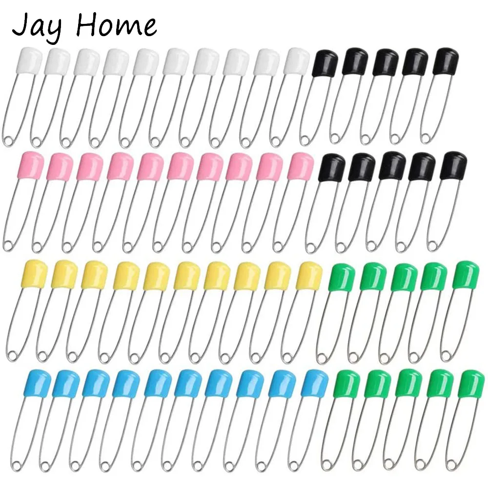 20PCS Mixed Plastic Head 1.6 Inch Cloth Diaper Pins with Locking Closures Stainless Steel Safety Pins for Quilting Sewing