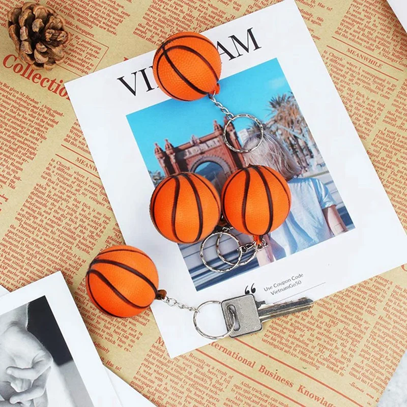 200 Pack Basketball Ball Keychains For Party Favors,Basketball Stress Ball,School Carnival Reward,Sports Centerpiece