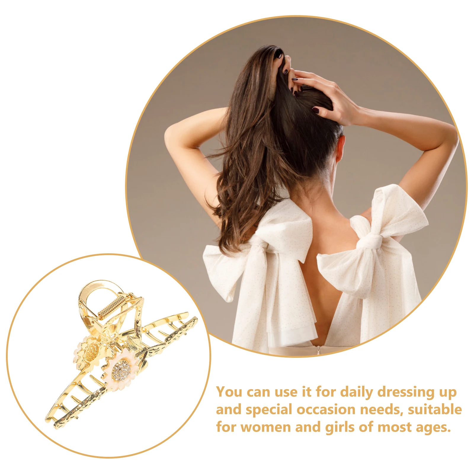 

2Pcs Hair Claw Clips Sunflower Design Nonslip Large Metal Jaw Clips for Thick Hair Accessories Metal Claw Clip