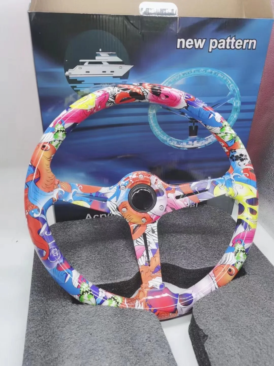 New cartoon pattern printing Steering wheel 14inch 350mm racing Steering wheel acrylic ordinary racing steering wheel