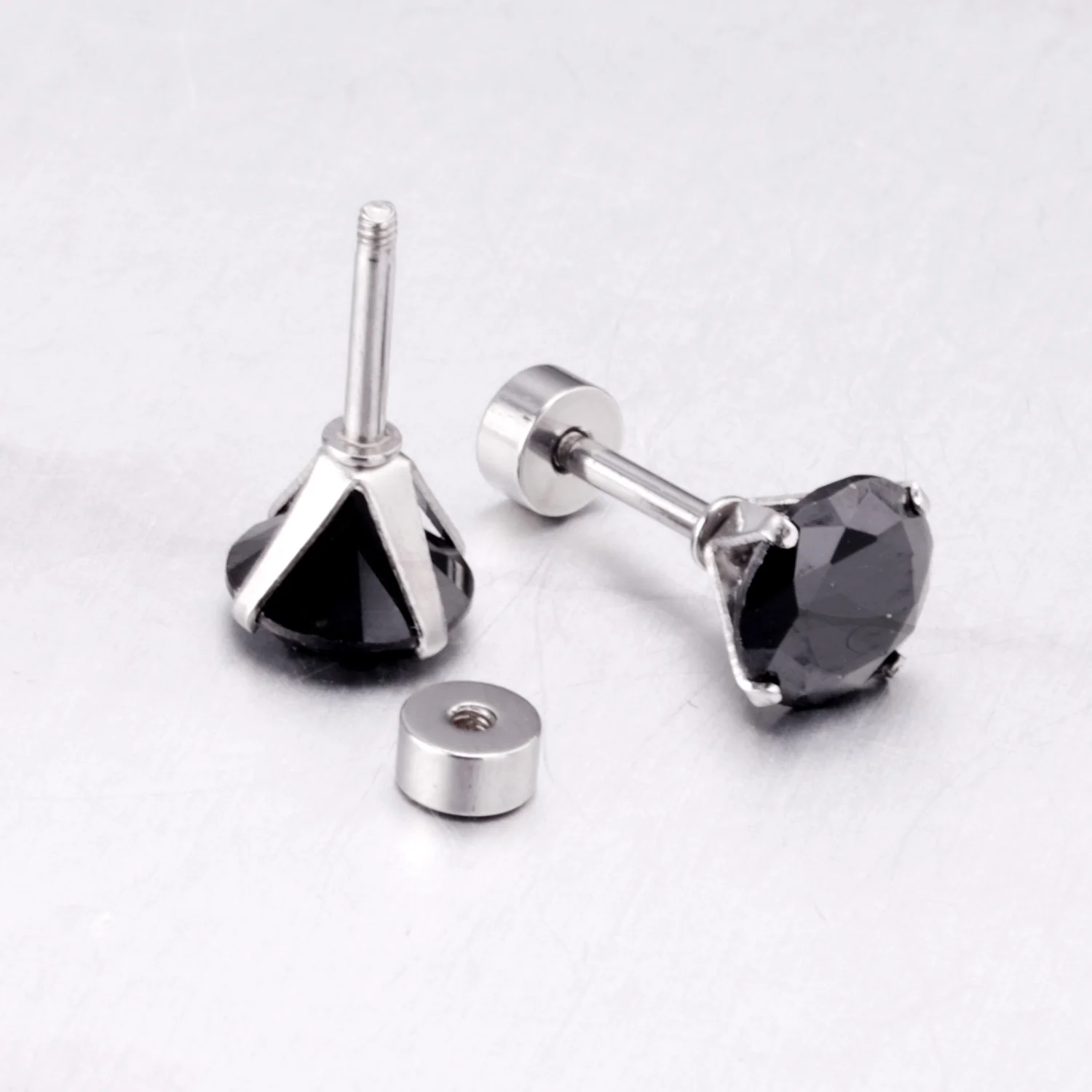 12Pair Cubic Zirconia Stud Earrings Round Crystal Stainless Steel No Fade Simple Screw Earrings Jewelry Gifts Wholesales Vintage