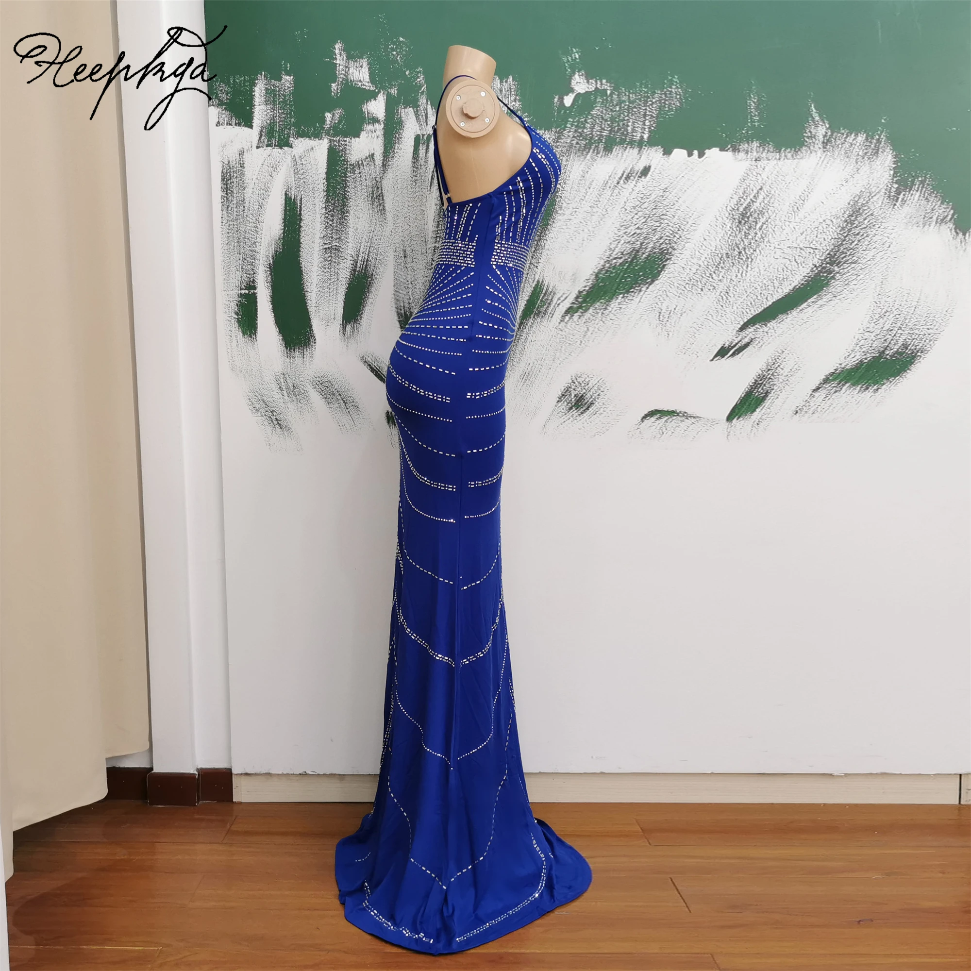 Royal Backless Mermaid Abendkleid Spaghetti träger Schatz Kristalle Luxus Frauen formelle Kleider für Hochzeits feier