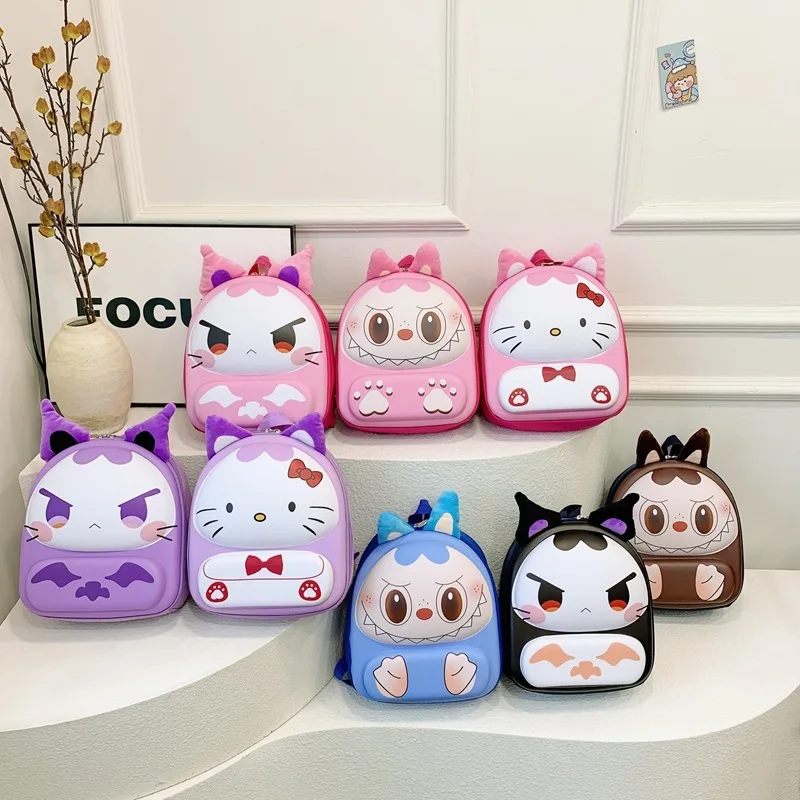 Sanrio Hello Kitty Kuromi Labubu Periphery Backpack School Backpack Learning Supplies Birthday Gift Wholesale Cute Girl Presents