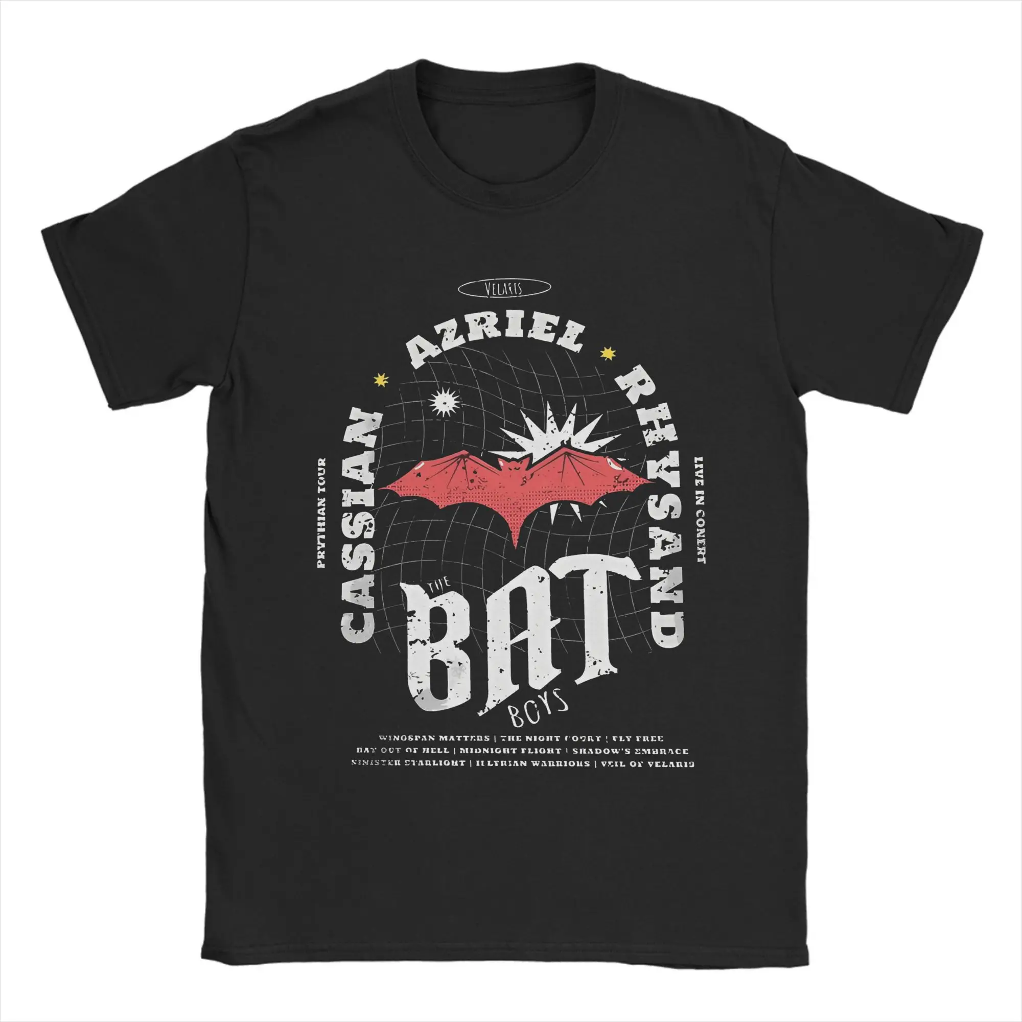 

ACOTAR Bat Boys Band Men's T Shirts Fun Tees Short Sleeve O Neck T-Shirt 100% Cotton 4XL 5XL 6XL Tops