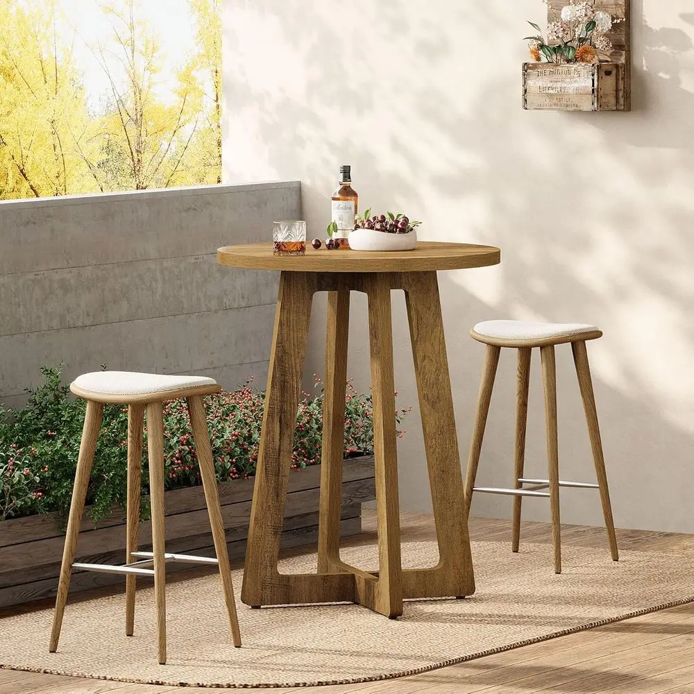 

Круглый барный стол, высота 40,15 дюймов, для бистро, пабов или небольших баров, для гостиной, кухни, коричневый (только стол)