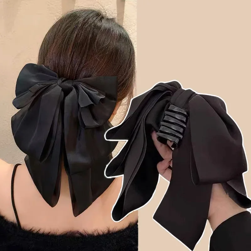 Hot Korean Big Size Bow Hair Clip Claw Clamp Women High Ponytail Barrettes Headwear Girls Women Hair Accessories