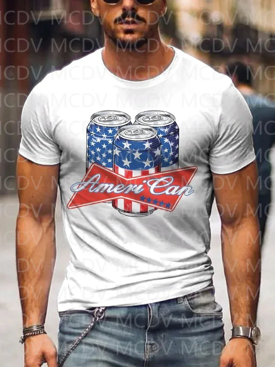 2023 Summer Men's  Americain Dependence Day Beer  T-Shirt The Colorful The Best He Him Hole LGBT3D Printed T Shirt