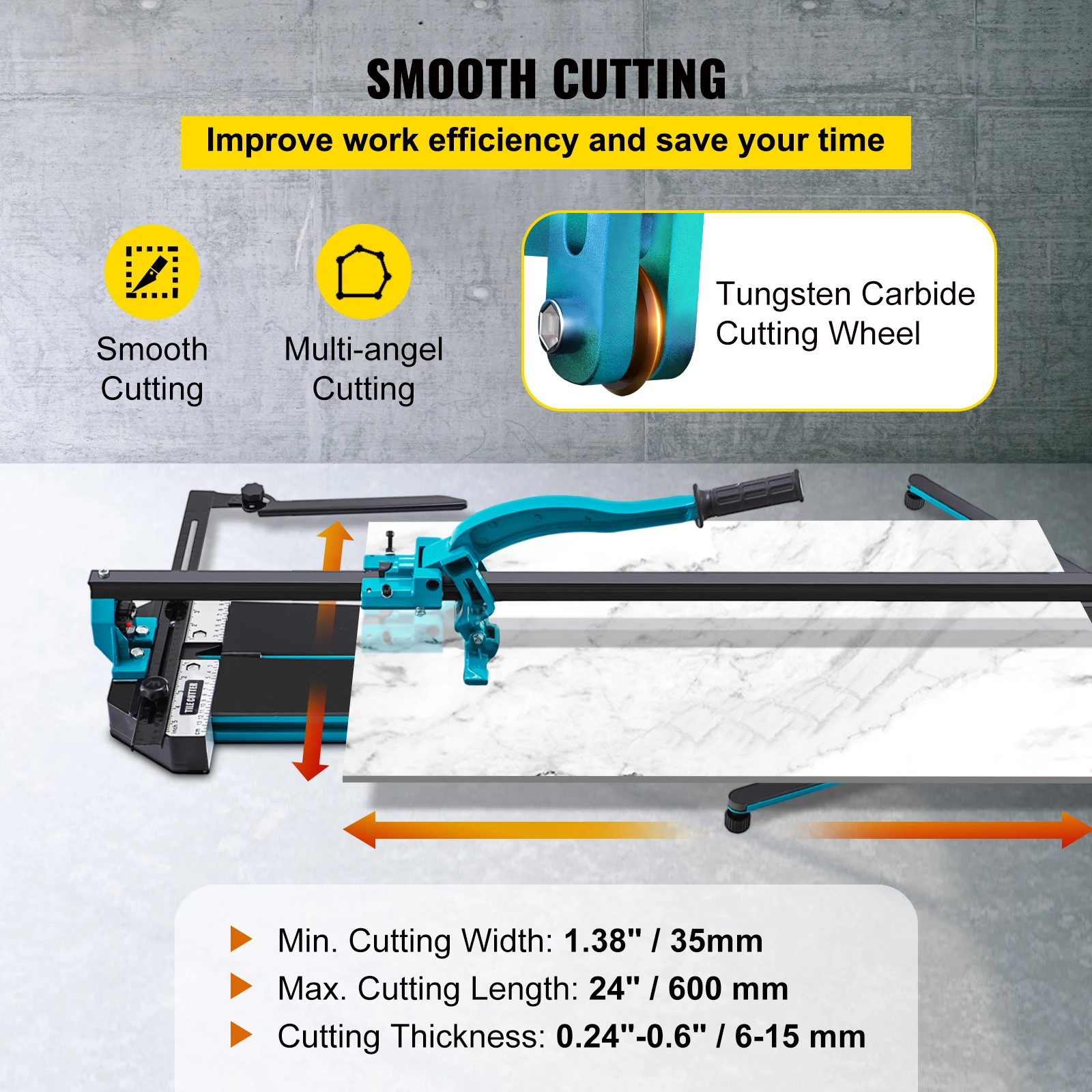 Vevor cortador de telha manual, posicionamento a laser, trilho único, ferramenta manual profissional para corte de telhas de piso de granito de