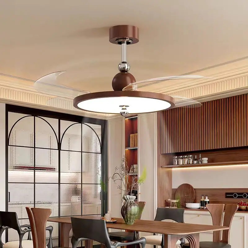 New Ultra-thin Invisible Silent Fan Lamp For Lighting In Living Room Bedroom With High-quality Creative Antique Style Led Lights