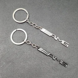 1pcs 3D Metal Black Silver AMG Logo Styling Keychain Badge Key Ring Chain Emblem For Mercedes Benz AMG Auto Keyring Accessories