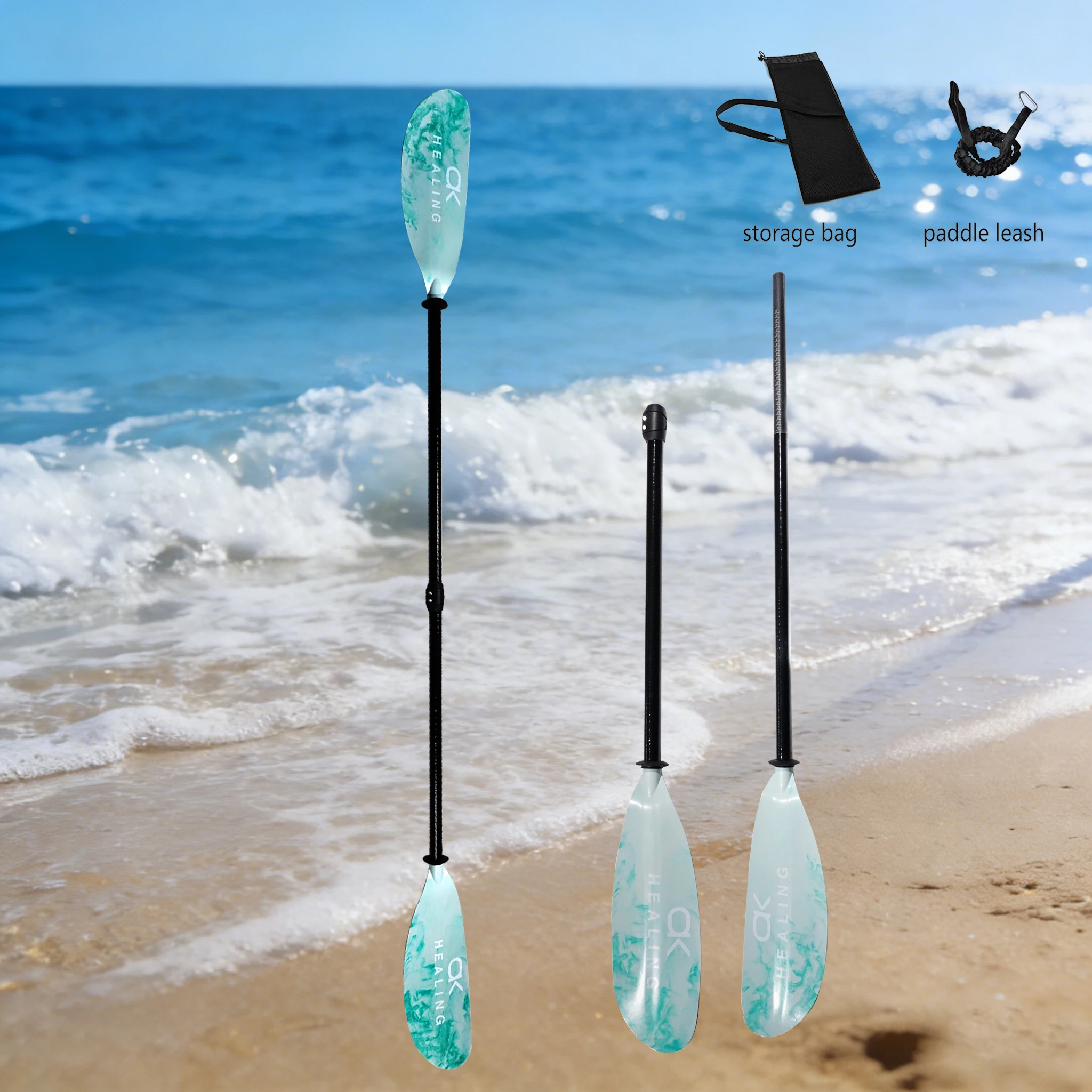 

Новое портативное весло для каяка с цветными лопастями, яркое весло из стекловолокна, раздвижное, 2-секционное, 215-240 см, регулируемое