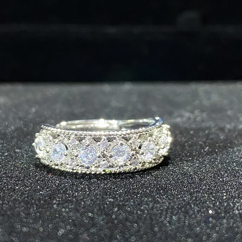 MDL مويسانيتي نمط الدانتيل صف الدائري الأزرق وأشار بلورات عالية الكربون الماس INs زوجين حلقة حلقة مفتوحة