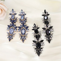 2 Pairs Light Luxury Grace Earrings Muiticolor Earrings Glass Inlay Drop Dangle Earrings for Women Girls Statement Jewelry Gifts