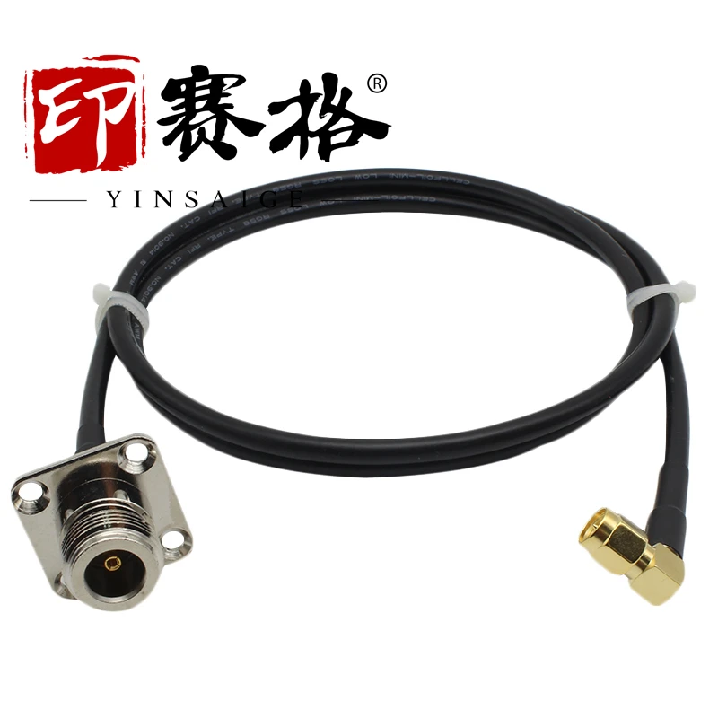 RF Connection Cable SMA-JW Bend To N-KF Square Plate Four-hole Flange Extension Line RG58 Cable N Female To SMA