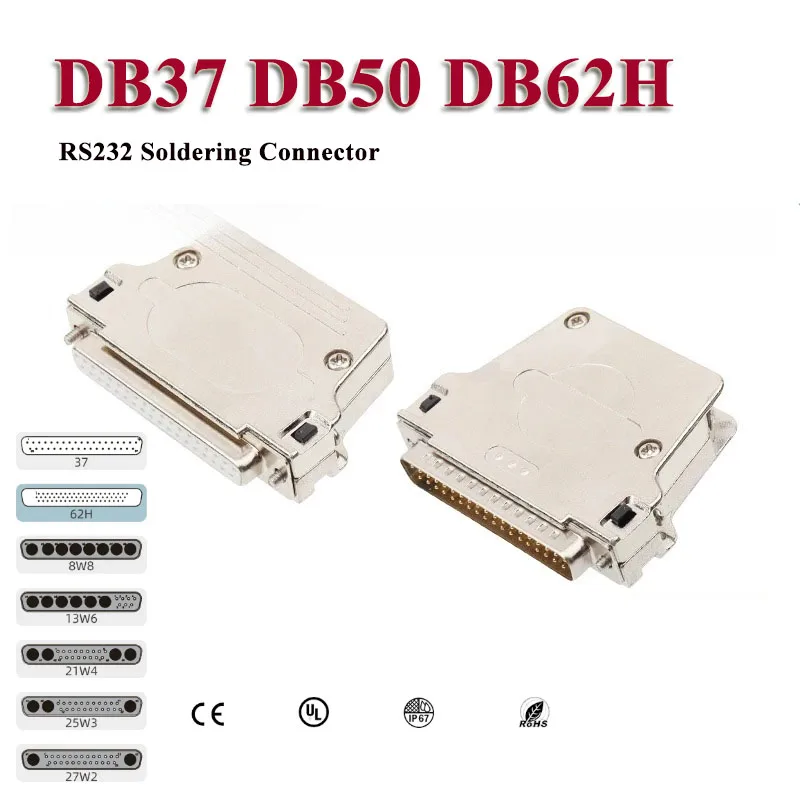DB50 DB37 Serial Port Plug RS232 Metal Soldering Type D-SUB DB62H DB8W8 DB13W6 DB 21W4 DB 25W3 Plug Male Female Wiring Connector