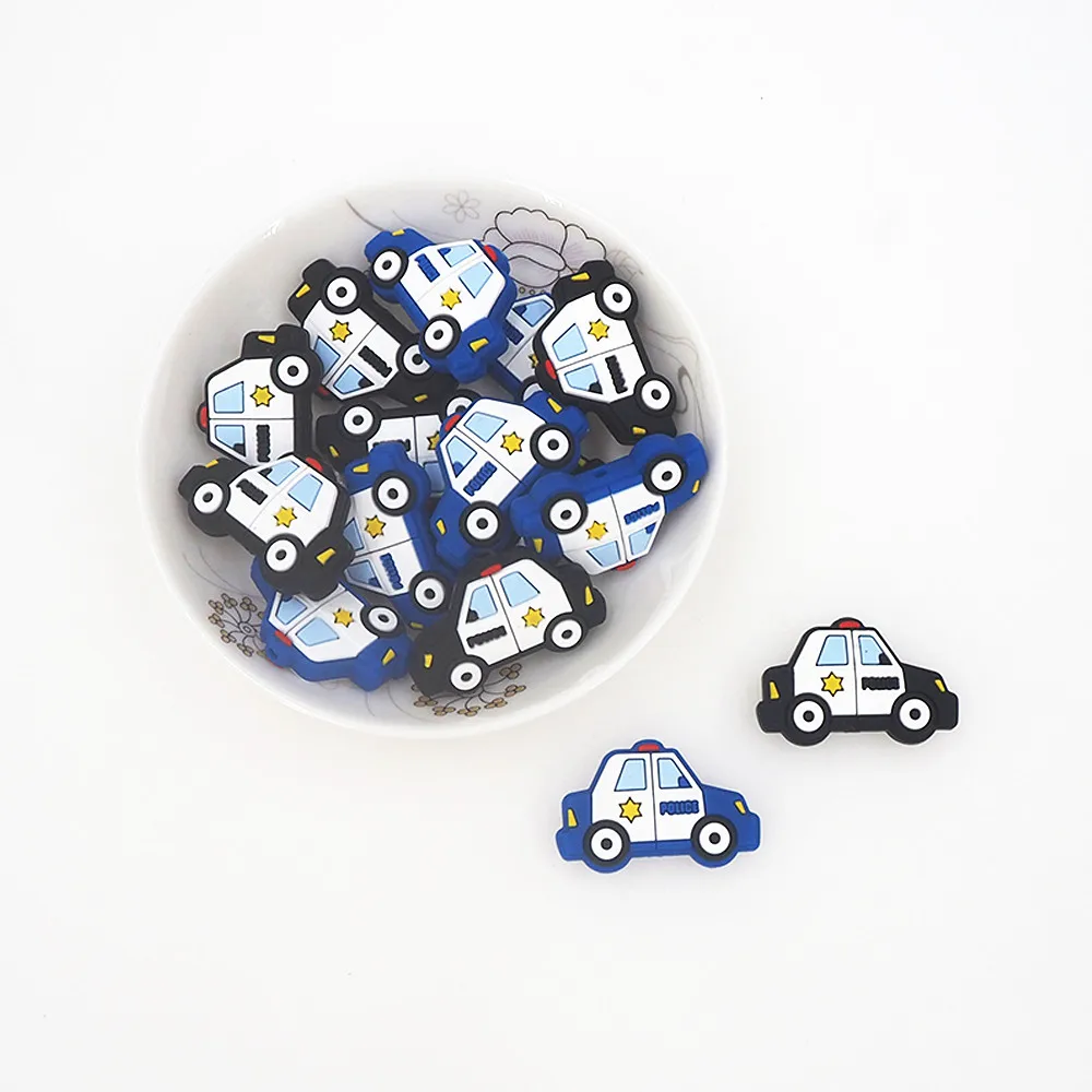 

Chenkai 10pcs Cartoon Silicone Beads Car Shape Beads BPA Free Infant Chewable Dummy Necklace Pacifier Toy Gift Accessories