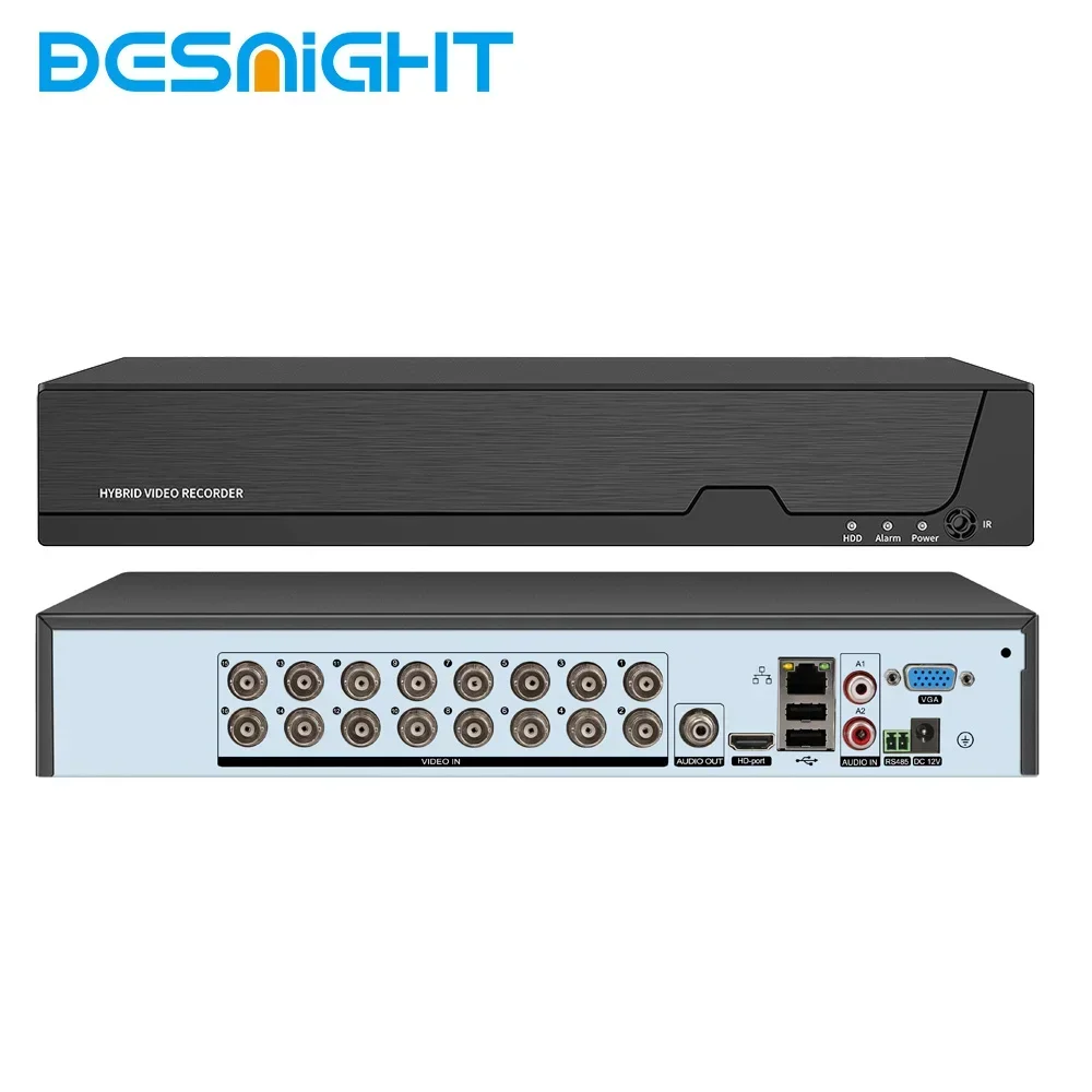 AI Face Detection 5in1 AHD DVR 16CH CVBS TVI AHD Analog IP Cameras P2P Cloud H.265 VGA HD video recorder RS485 Audio