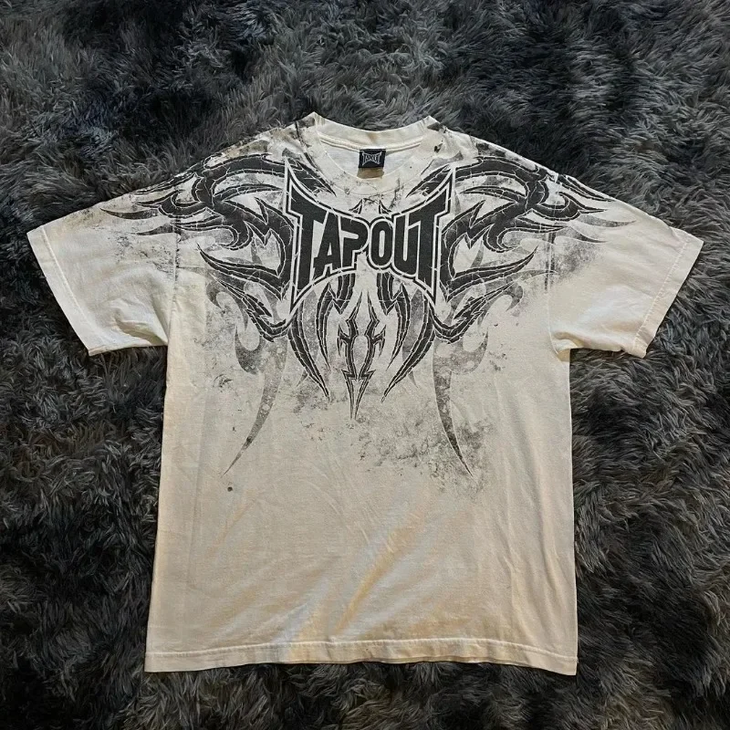 

Y2K T Shirt Tapout new Harajuku Hip Hop Round Neck Oversized T shirt Mens Womens Short Sleeved Gothic Clothing Tops Streetwear