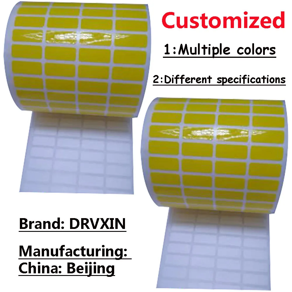 DRVXIN 20mmx8mmx10000 sheets/Roll Yellow PET label stickers Waterproof Tearproof oilproof Thermal Transfer Yellow paper tags