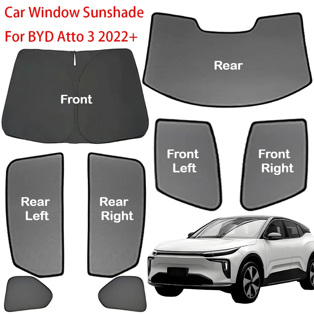 Car Front Rear Windshield Sunshade Set For BYD Atto 3 2022-2025 Window Sun Blockers Shade Curtains Window Cover Auto Accessories