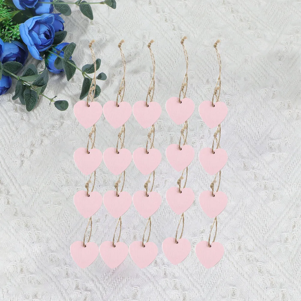 

20Pcs Love Heart Wooden Pendants 4cm Romantic Wooden Decorations Wood Craft Heart Ornaments Party Decoration