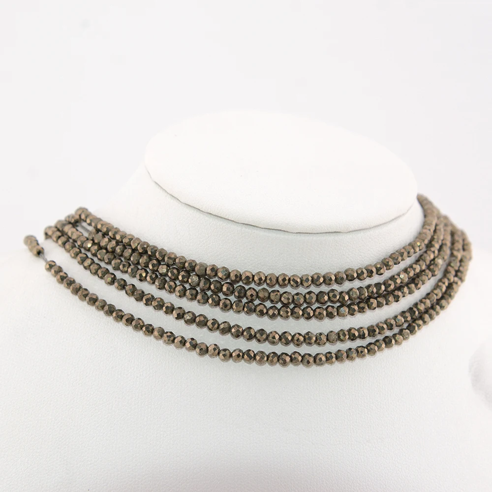 Natürliche Pyrit facettierte runde / Rondell Perlen 2mm, 3mm, 4mm, 1x2mm, 2x3mm, für Schmuckherstellung Armband Halskette Perlen DIY Großhandel – Detail 5