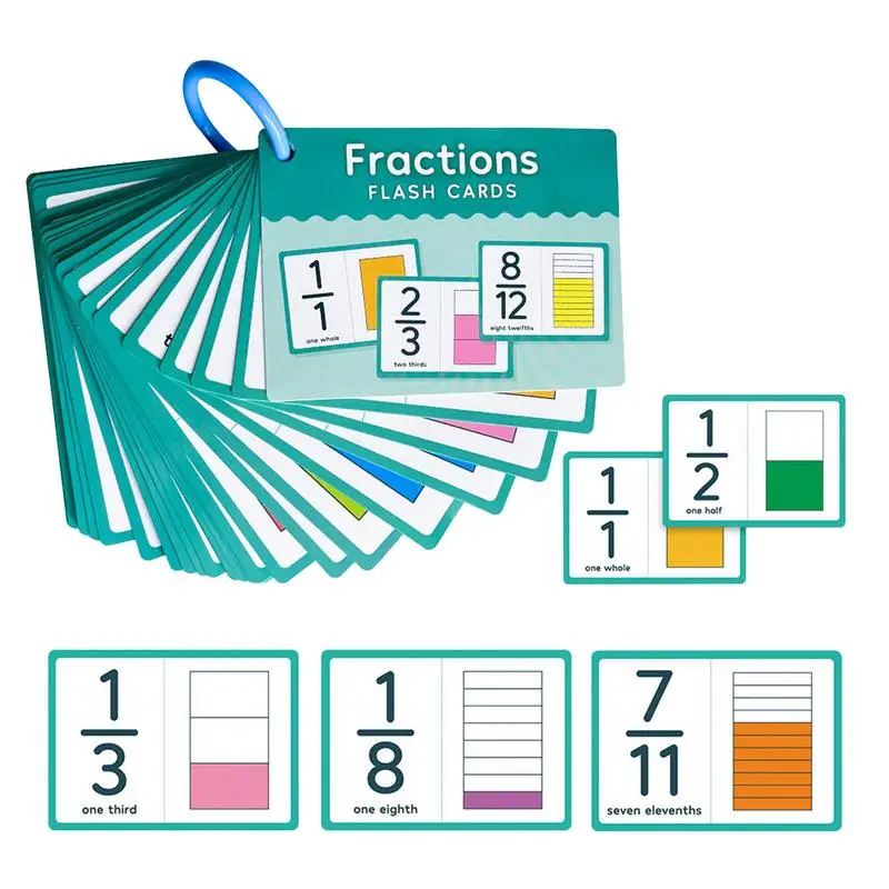 Montessori Fractions Flash Cards 35 Cards Math Fraction Flashcards for Kids Math Learning Tool From 1 To 12 School Teaching Aids