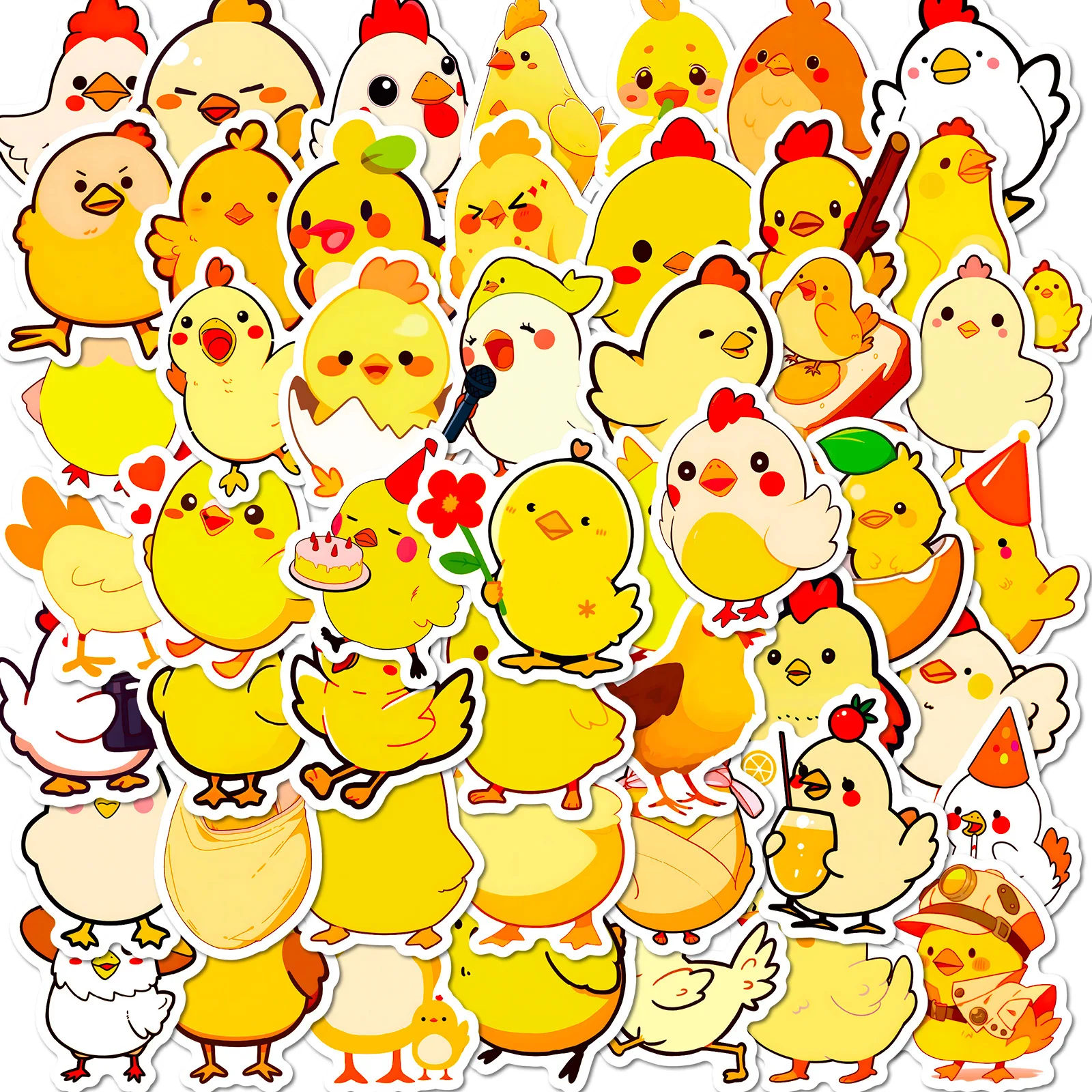 50pcs Love Chicken Family Children Cartoon Reward Chicken Little Easter Day Waterproof Sticker