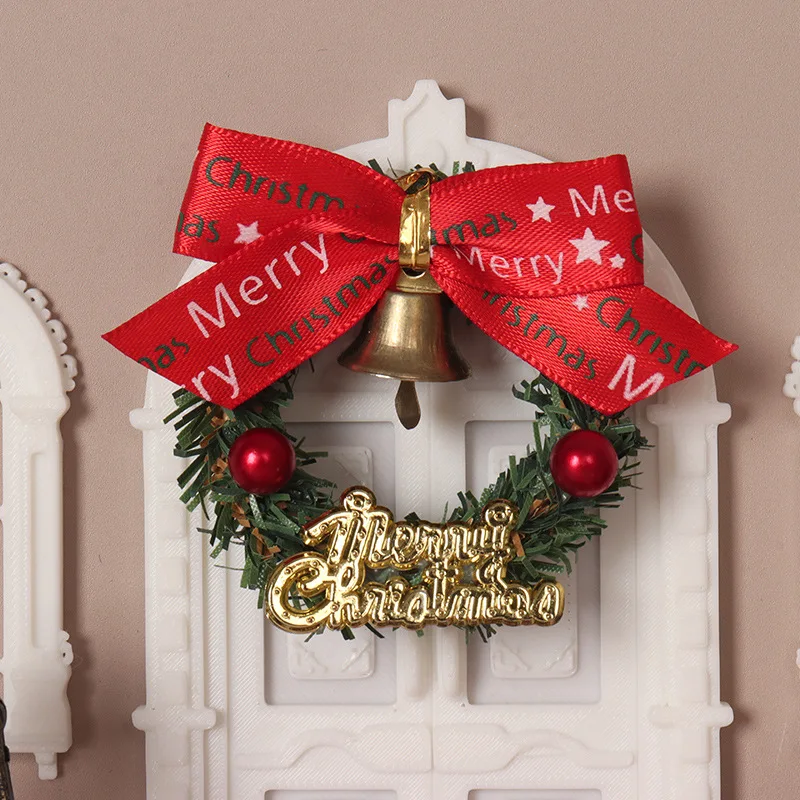 1/12 Christmas Dollhouse Mini Scene Kit,Xmas Door Window Wreath Tree Gift Box Miniature Set,Holiday Decor Prop for OB11