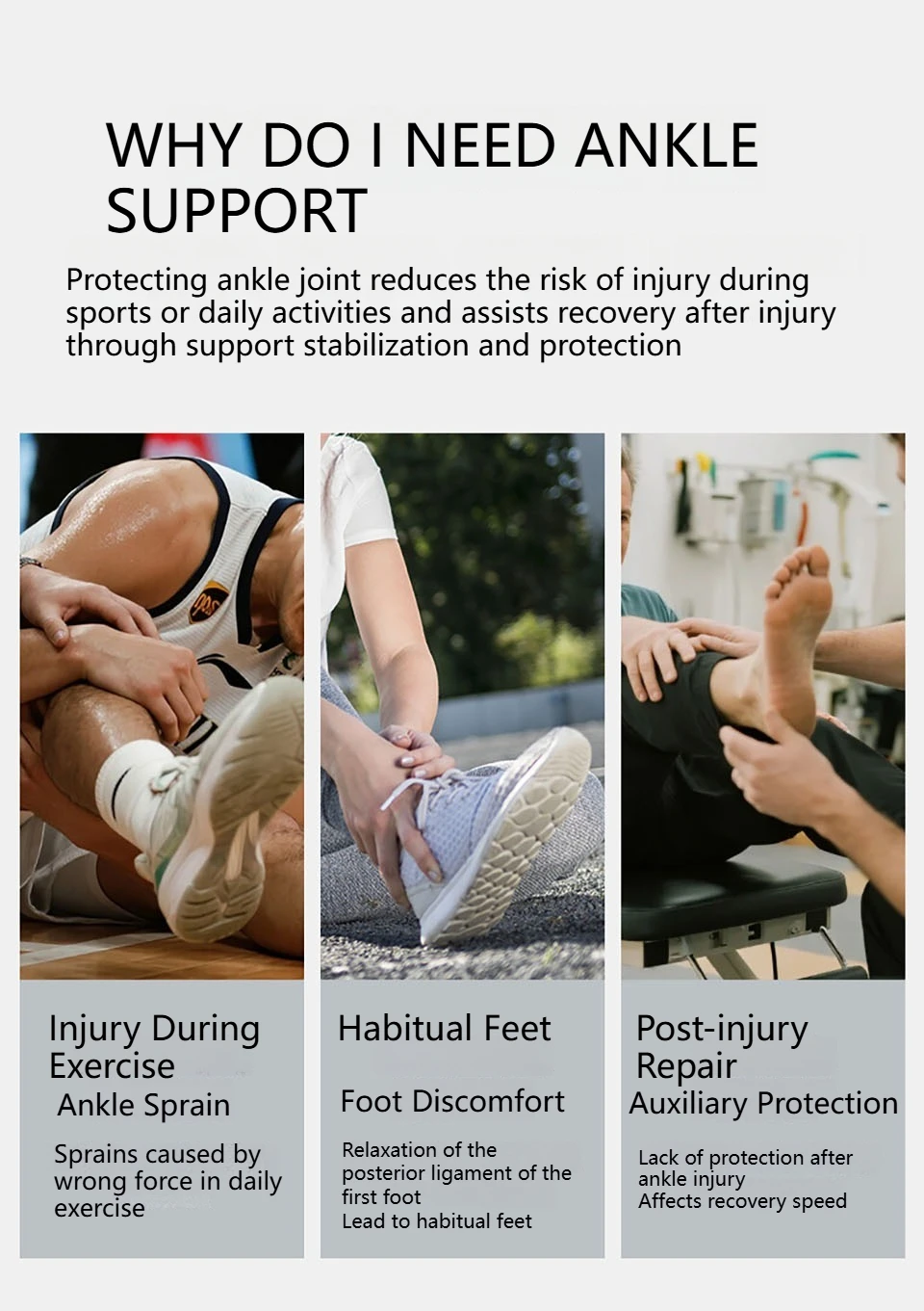 1 Stück Knöchelbandage mit Riemen, Knöchel-Kompressionsstütze für Männer und Frauen bei Achillessehnenentzündung, Plantarfasziitis, Verstauchungen – Detail 2