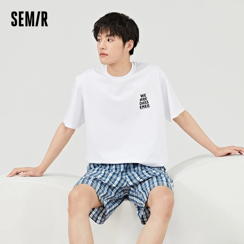 Semir Pajamas Set Men Cotton Fall Couple Set Man Short Sleeved Shorts Homewear Autumn