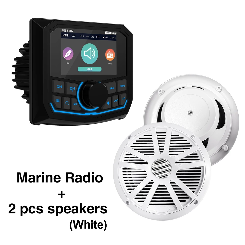 MP5 Bootradio Bluetooth FM AM EQ Marine Stereo Waterdicht IPX5 AUX Vierkant Zwart Universele mediaspeler voor RV UTV ATV SPA RZR