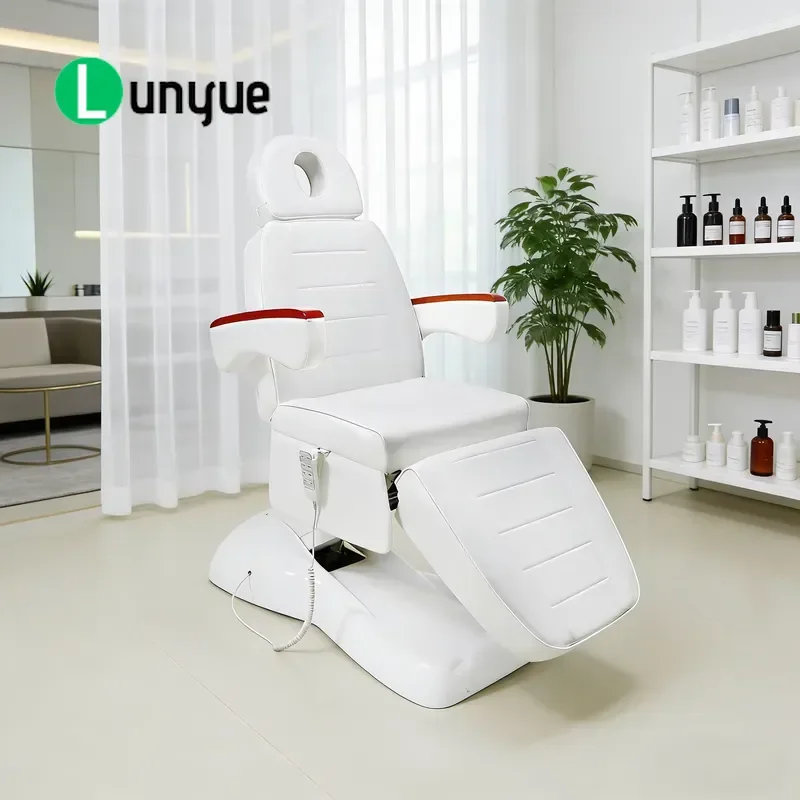 3/4 Motor Electric Beauty Bed Facial Massage Chair PVC Spa Tattoo Eyelash Treatment Table for Clinic Hospital Use