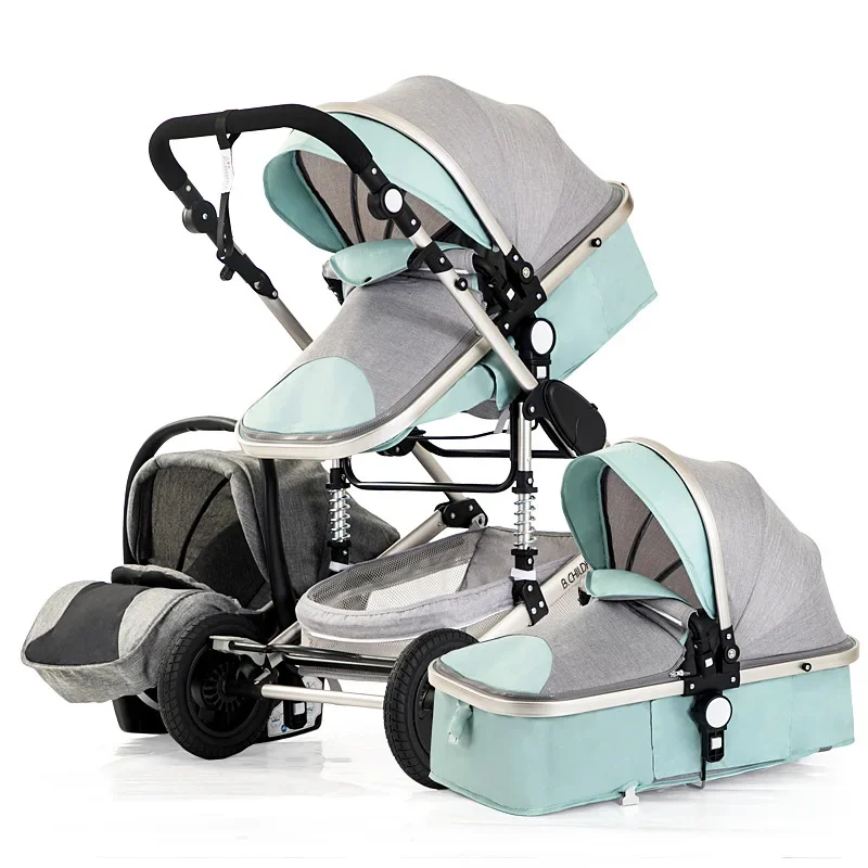 Multifunktion aler Kinderwagen High Landscape Folding Neugeborenen Kinderwagen Leichter Zwei-Wege-Sitz Kinderwagen 3 in 1