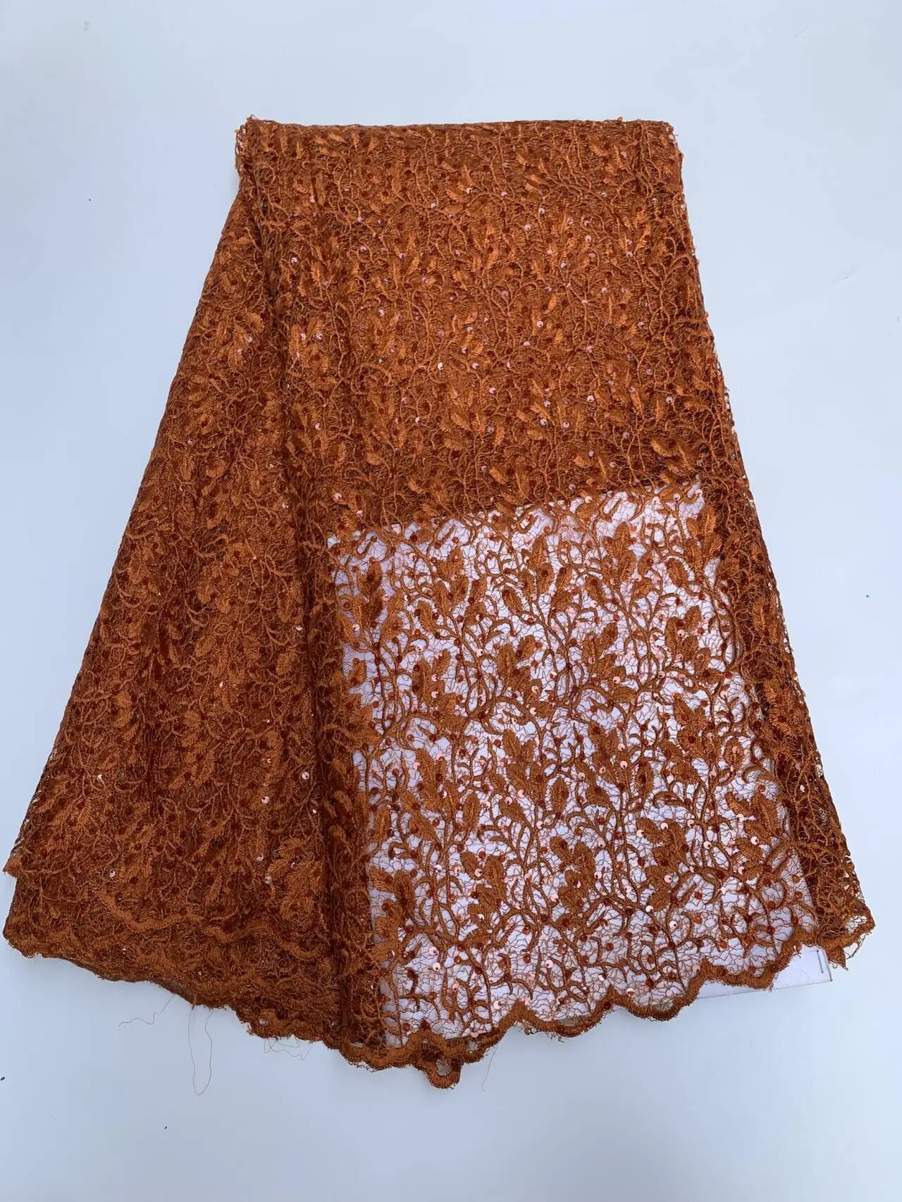 

2026 High-Quality Africa Nigerian Sequins Cotton Embroidery Lace Fabric Tulle for Wedding Party Dress Chiffon 5Yards TY001