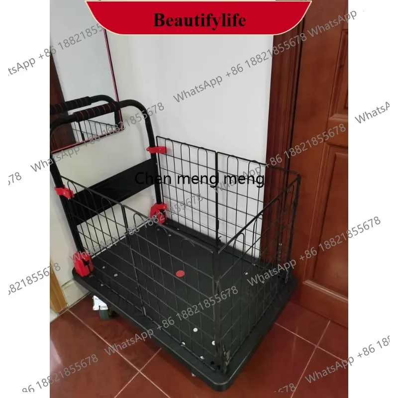 z189 Folding Hand Truck With Mesh Side Panels 4 5 Inch Quiet Wheels For Home Garden Grocery Shopping Lightweight Cart