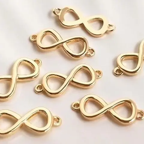 Colgante Doble Chapado en Oro de 14K con Símbolo de Infinito y Amor, Dijes de 8 Figuras para Fabricación de Joyas, Pulseras y Collares DIY E008
