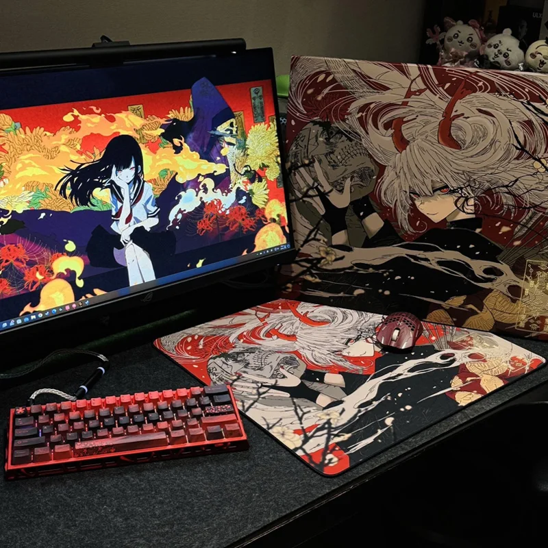 Japanese Anime Tempered Glass Mouse Pad E-sports Game SORA FPS Ultra Large YUME HD Pattern Custom Desktop Pad Accessories