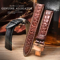 Crocodile leather strap for Longines Omega Rossini Citizen Tissot seagull strap men women butterfly class watch chain 16/18/20mm