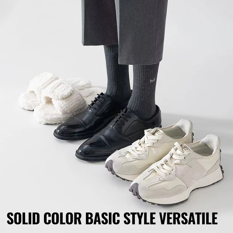 MiiOW 100% Pure Cotton Socks Men Business Dress Long Sock Black White Antibacterial Anti Odor Crew Socks Breathable Sport Sock