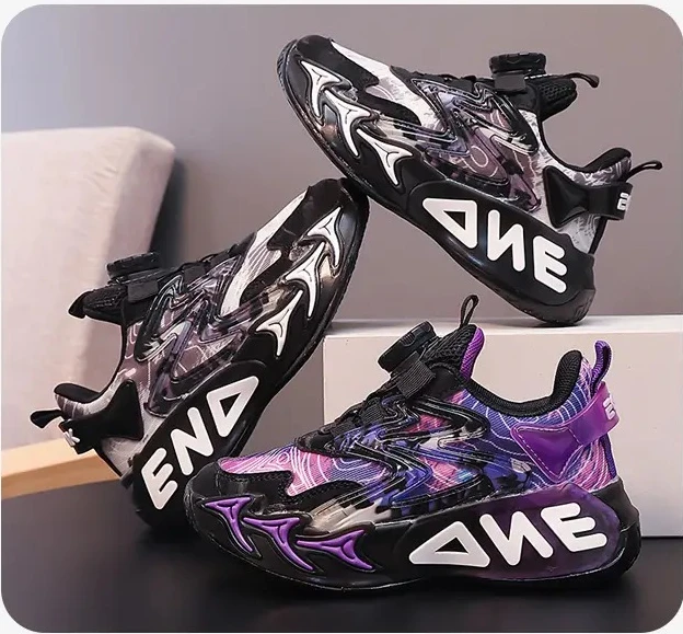 Новый стиль кожаной обуви и спортивной обуви 2025 года с модными цветными схемами, детские кроссовки для активного отдыха.