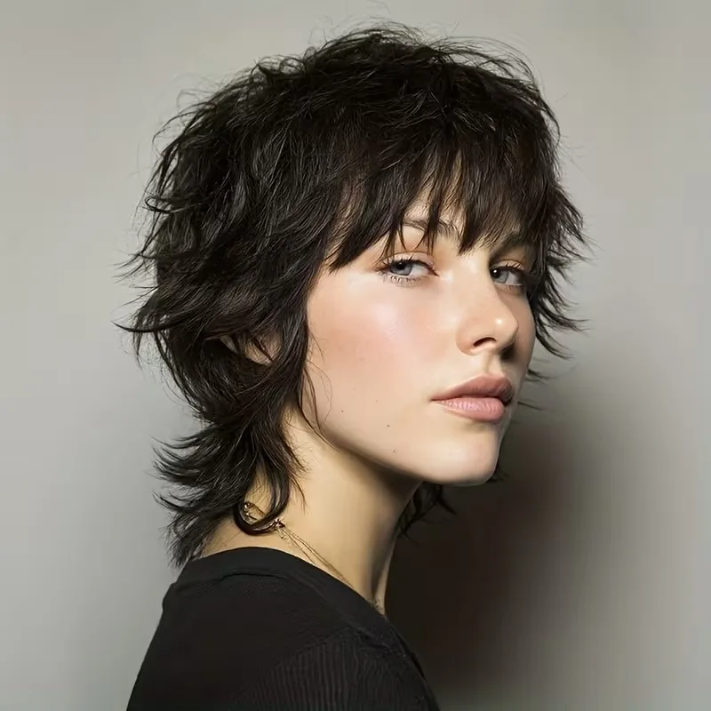 Layered Pixie Wigs Human Hair For Women Full Machine Made Natural Realistic Tangle Free Short Wig Breathable Cap Soft Texture