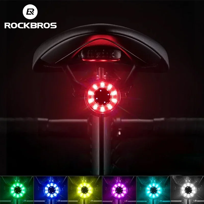 ROCKBROS Bicycle RearUSB Charging Safety Warning Cycling Light Colorful Bicycle Tail Light Bike Light Bike Accessories