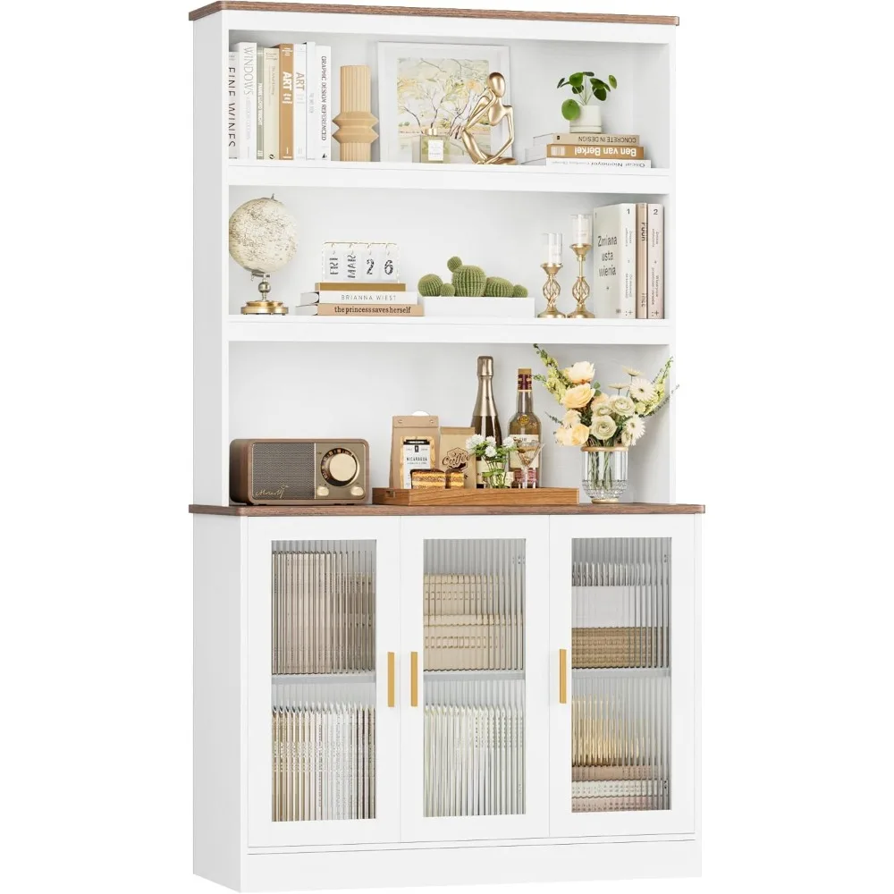 خزانة تخزين طويلة، خزانة مخزن المطبخ 73 بوصة مع أبواب، رف مفتوح لخزانة المطبخ، خزانة كتب طويلة من 5 طبقات مع مساحة تخزين لـ #6