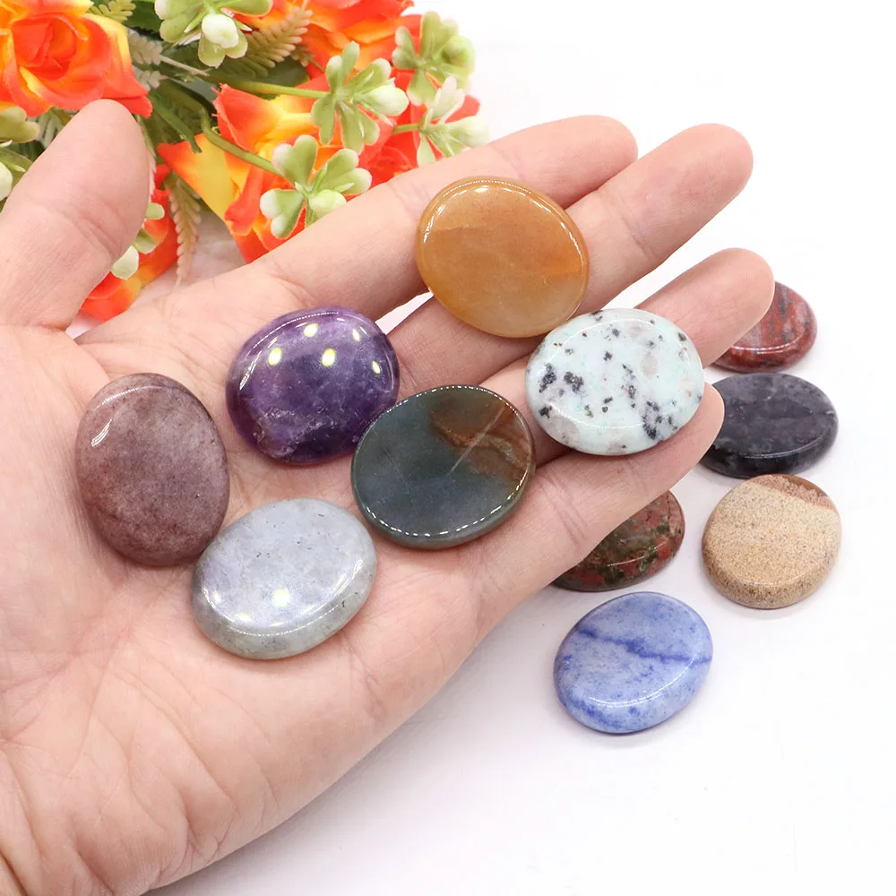 30x25mm Oval Thumb Flake Energy Pocket Worry Stone Natural Amethyst Lapis Lazuli Healing Chakra Crystal Massage Divination Gifts