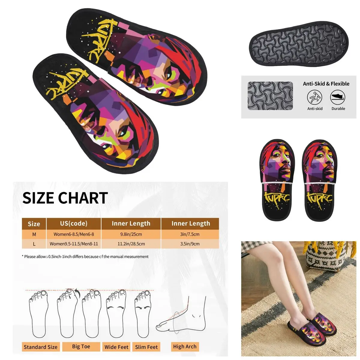 

Rapper Tupac Men Women Furry slippers,fashion printing pantoufle homme Home slippers