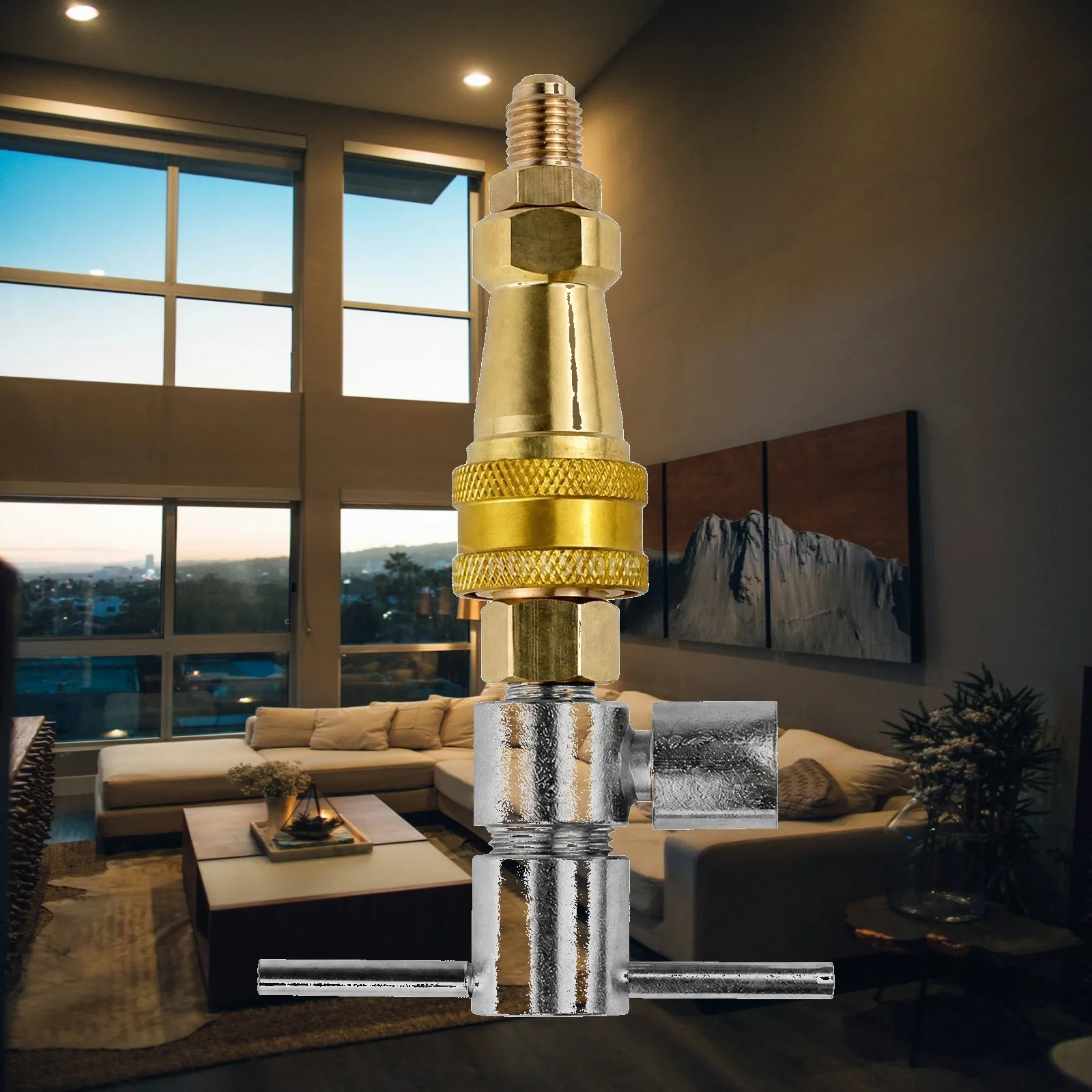 Push to Connect Refrigerant Charging Conn Brass Service Tool for HVAC Refrigerant Line Hookup Disconnect Fast Job Site Use