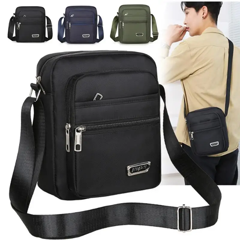

Men's Nylon Shoulder Bag Business Leisure Large Capacity Portable Handbag Multi Layer Waterproof Summer Male's Crossbody Bags