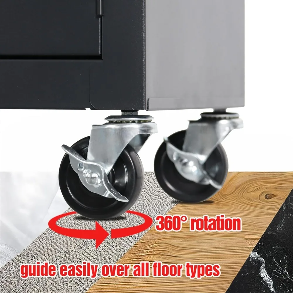 Прочный стальной комод для инструментов с запираемыми дверцами черного цвета (TZ12)