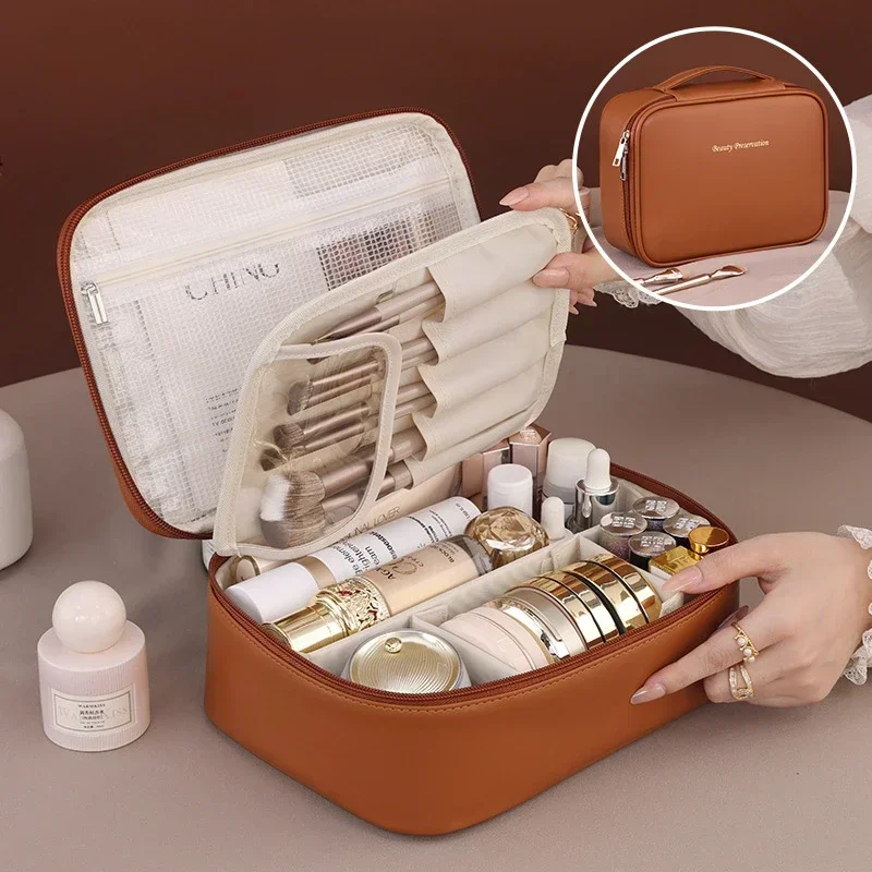 2025, neue Damen-Kosmetiktasche, tragbare Aufbewahrungstasche, große Kapazität, luxuriöse Make-up-Tasche, Reiseveranstalter, Essentials-Kulturbeutel